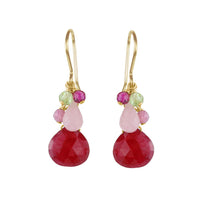 Red Quartz Cluster Earrings