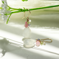 Pear Cut White Chalcedony Cluster Earrings