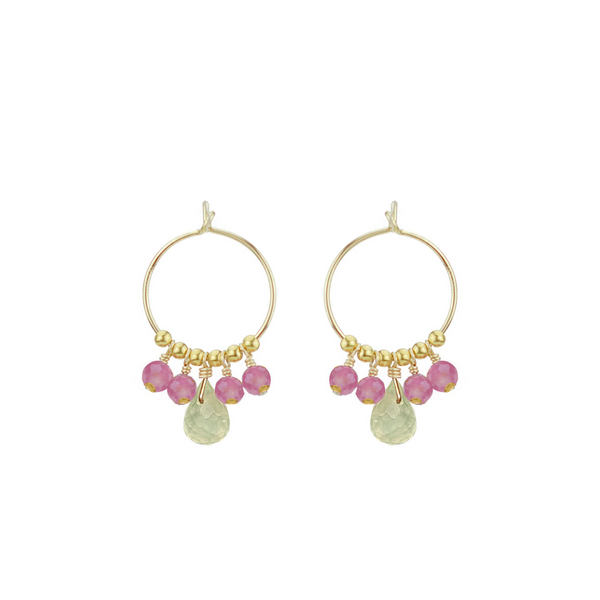 Small Gemstone Drop Hoops