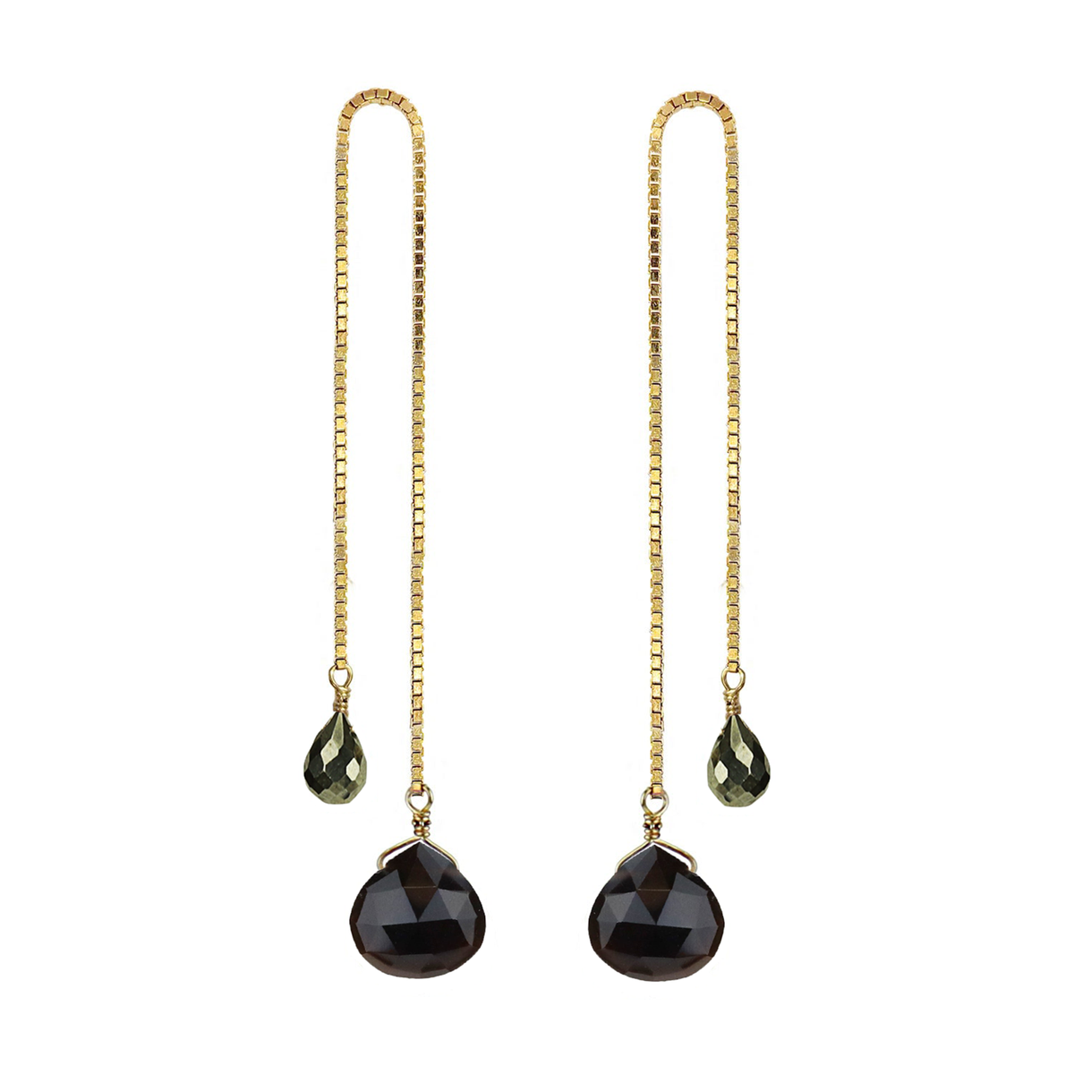 Double Drop Box Chain Earrings