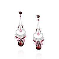 Garnet Zircon Chandelier Earrings