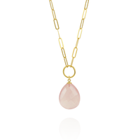 Large Pear Cut Rose Quartz Necklace