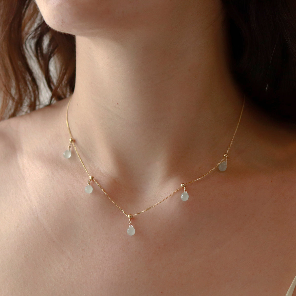 Delicate Adjustable Briolette Necklace