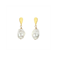 Gold Tops & Shell Pearl Earrings