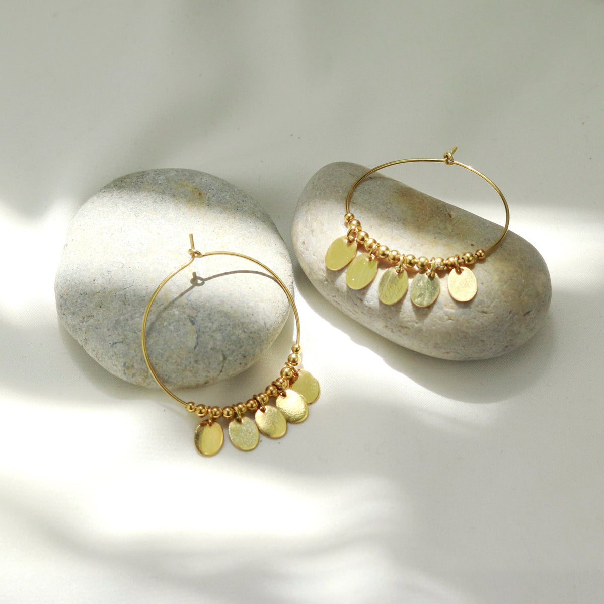 Shimmery Coin Hoops