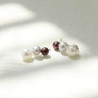 Three Pearl Slider Earrings