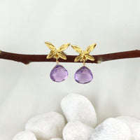 Butterfly and Stone Earrings