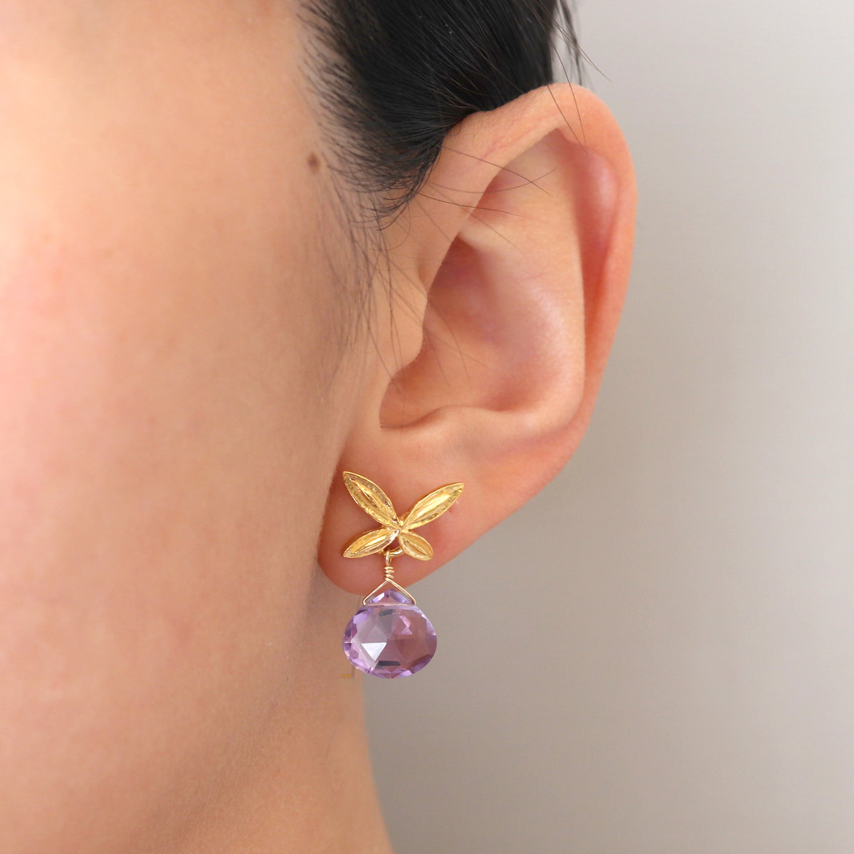 Butterfly and Stone Earrings