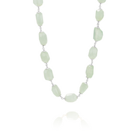 Aquamarine tumbled gemstone necklace featuring natural, vibrant gemstones with a refreshing, earthy design, perfect for adding color and elegance to any outfit.