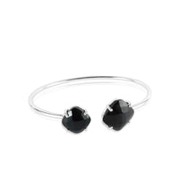 Black Onyx Silver Bangle