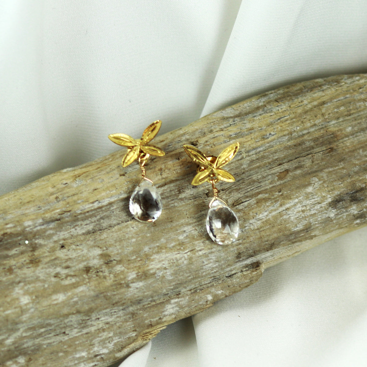 Butterfly and Stone Earrings