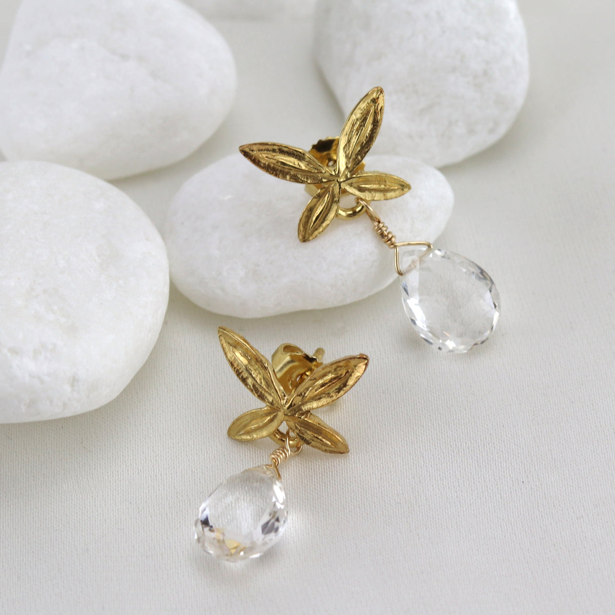 Butterfly and Stone Earrings