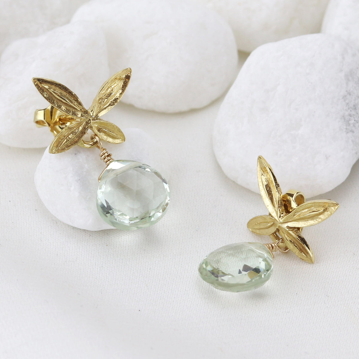 Butterfly and Stone Earrings