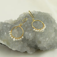 Small Pearl Circle Earrings