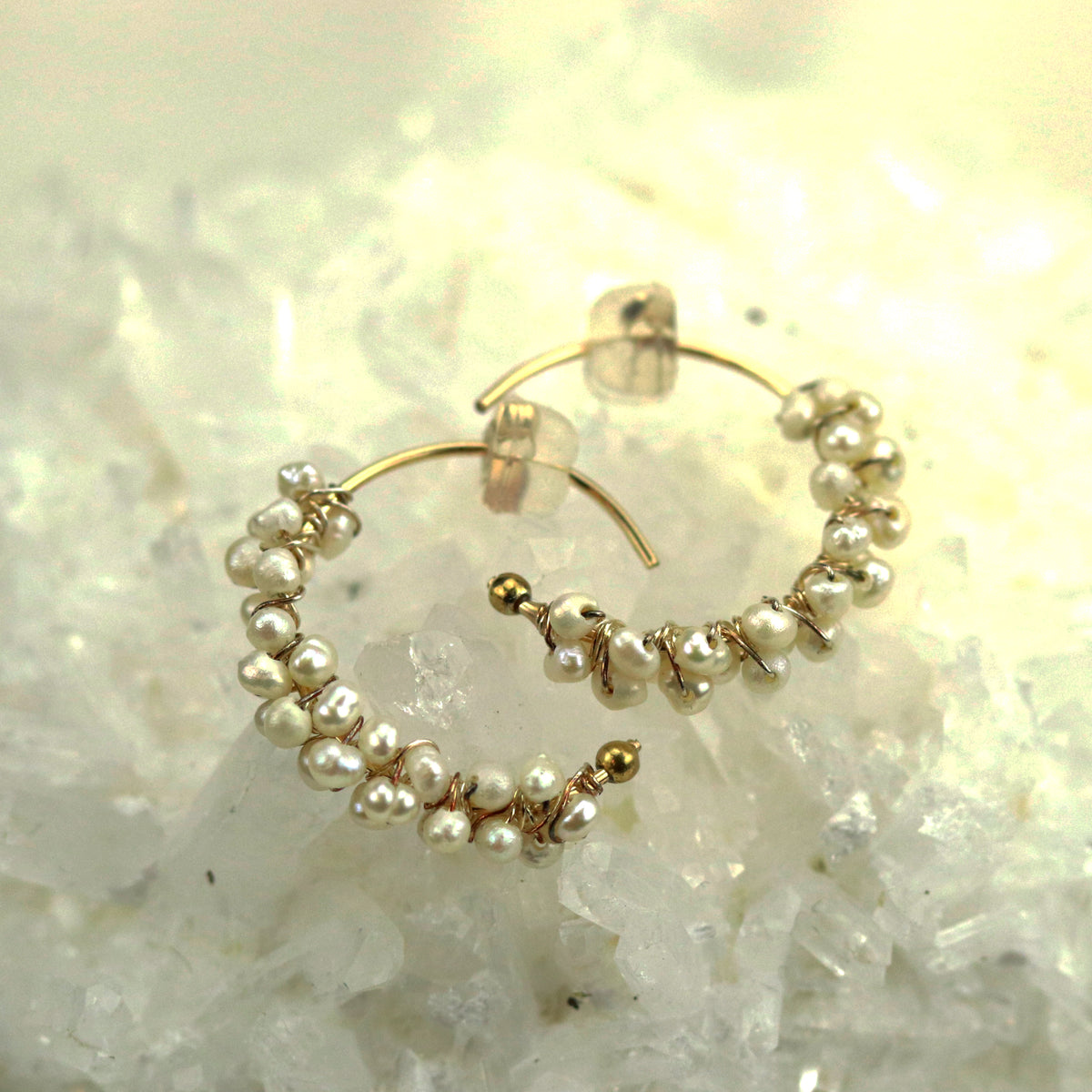 Wrapped Pearl Cluster Hoops