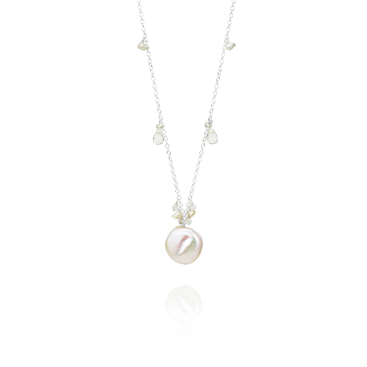 Sophisticated coin pearl pendant with a polished finish, offering a timeless look.