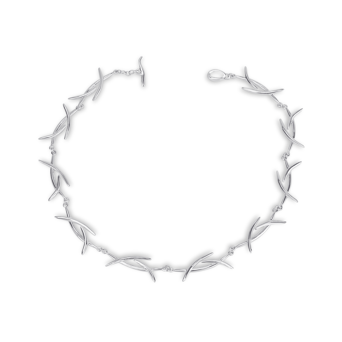 Crossed thorn necklace, featuring an intricate and edgy design with a bold thorn motif, perfect for adding a statement to any outfit.