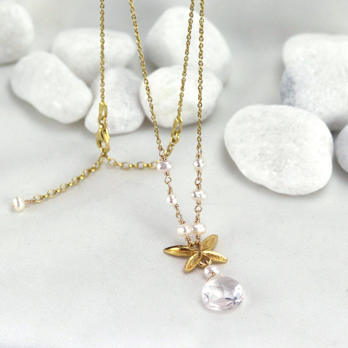 Butterfly and Stone Necklace