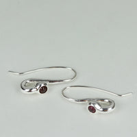 Silver Fish Hooks with Garnet