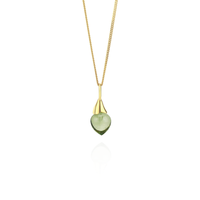 Green amethyst acorn necklace set in gold, featuring a stunning green gemstone for an elegant and unique jewelry piece.