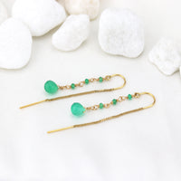 Green Onyx Threader Earrings