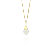 Moonstone acorn necklace set in gold, featuring a glowing moonstone gemstone for a luminous and elegant jewelry piece.