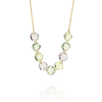 Stunning multi-cushion-cut gemstone necklace featuring a vibrant assortment of gemstones for a chic and elegant look.