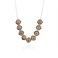 Elegant multi-cushion-cut gemstone necklace with sky quartz, showcasing a sophisticated design with a vibrant touch.