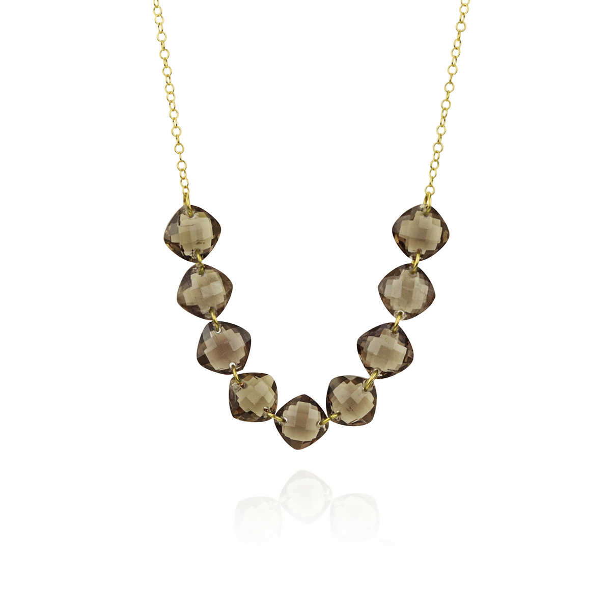 Elegant multi-cushion-cut gemstone necklace with sky quartz, adding a pop of color and sophistication to your style.