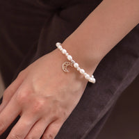 Pearl Bracelet with Silver Moon Charm