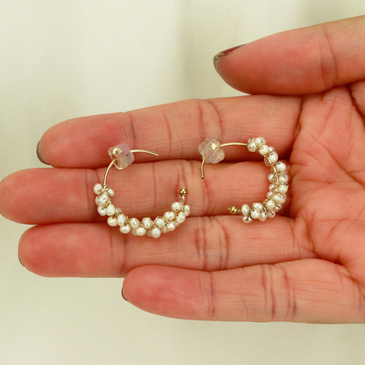 Wrapped Pearl Cluster Hoops