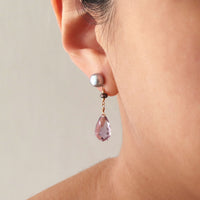 Pearl Top Amethyst Drop Earrings