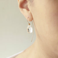 Faceted Rock Crystal Teardrop Fish Hook Earrings