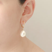 Latch Back Shell Pearl Drop Earrings