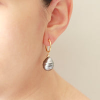 Latch Back Shell Pearl Drop Earrings