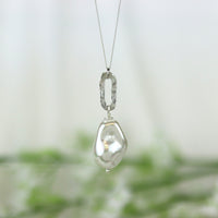 Silver Top Pearl Drop Necklace