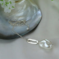 Silver Top Pearl Drop Necklace