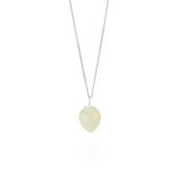 Smooth acorn pendant featuring a luminous moonstone gemstone set in sterling silver, perfect for adding an elegant and timeless touch to any outfit.