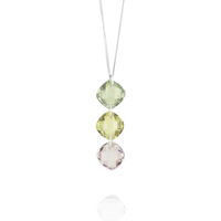 Stunning triple cushion-cut gemstone pendant featuring a mix of vibrant stones for a bold and elegant look.