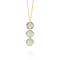 Stylish triple cushion-cut gemstone pendant with green amethyst, designed for a chic and timeless look.