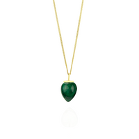 Gold smooth acorn pendant featuring a vibrant green amethyst gemstone, perfect for adding a unique and elegant touch to any jewelry collection.