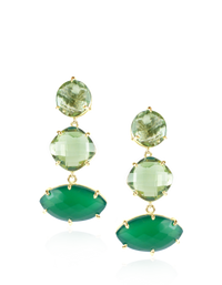 Green Amethyst and Green Onyx Statement Earrings