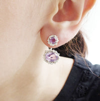 Amethyst Silver Jacket Earrings