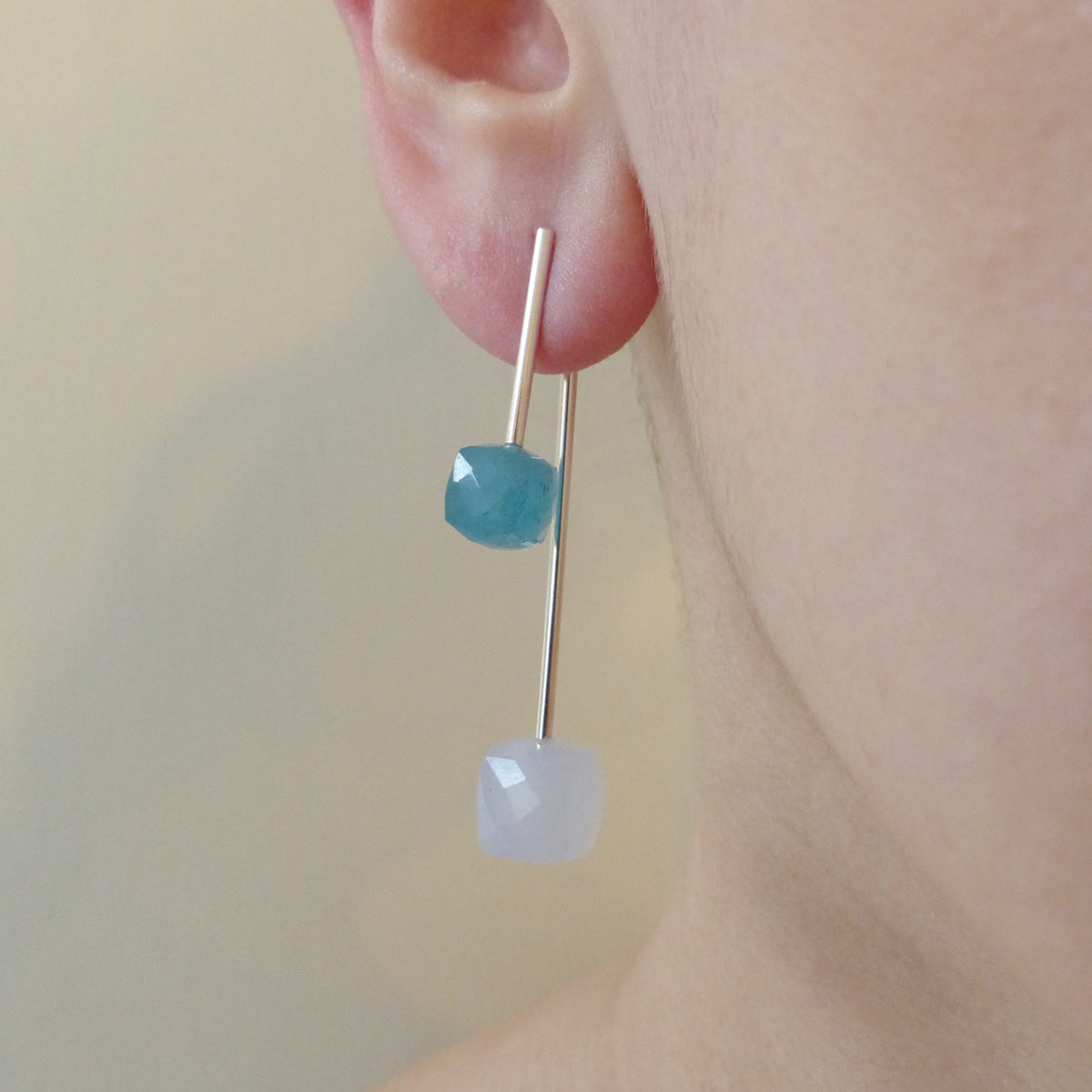 Double Gem Jacket Earrings