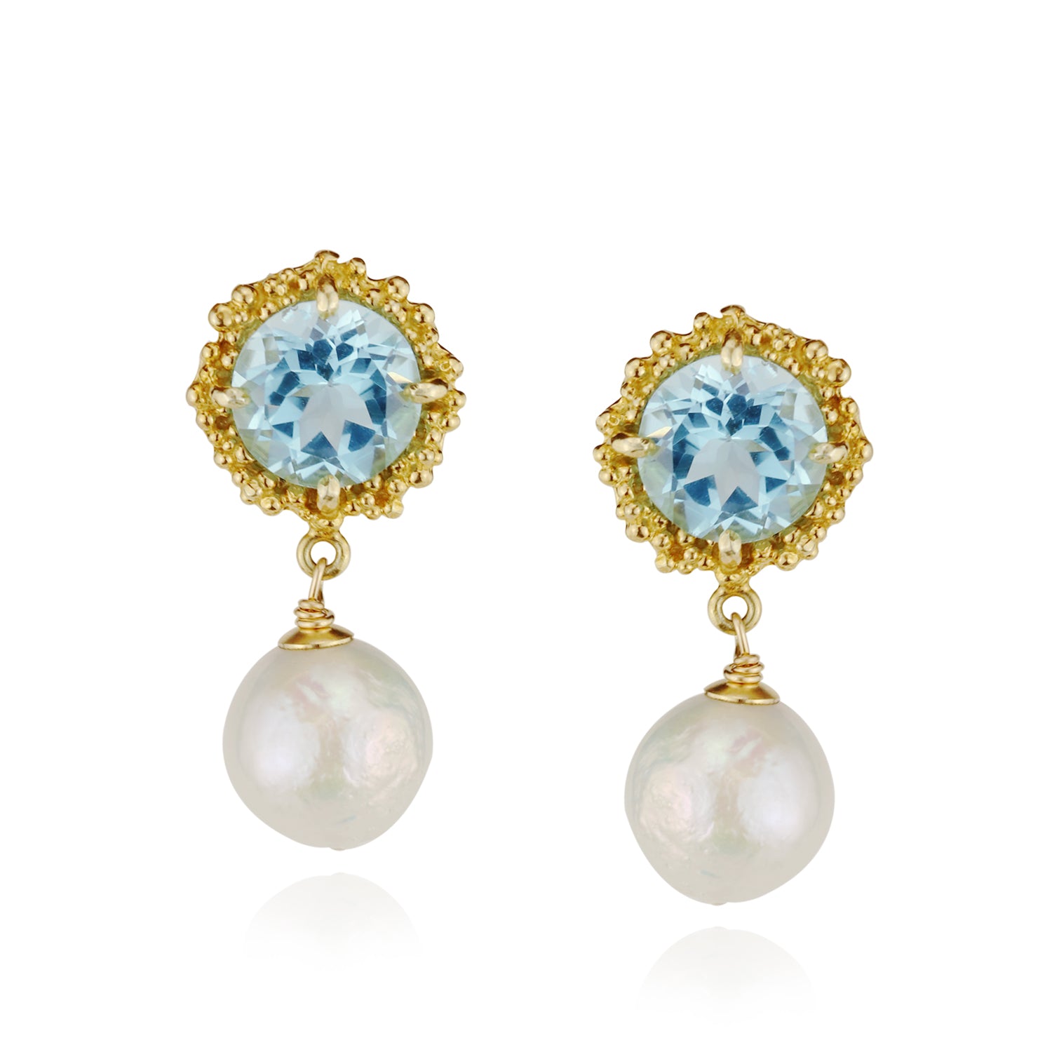 Pearl and Blue Topaz Earrings Mounir Jewellery