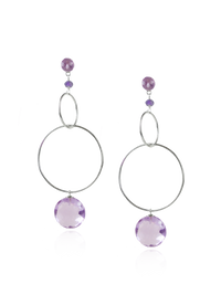 Amethyst Circle Drop Earrings