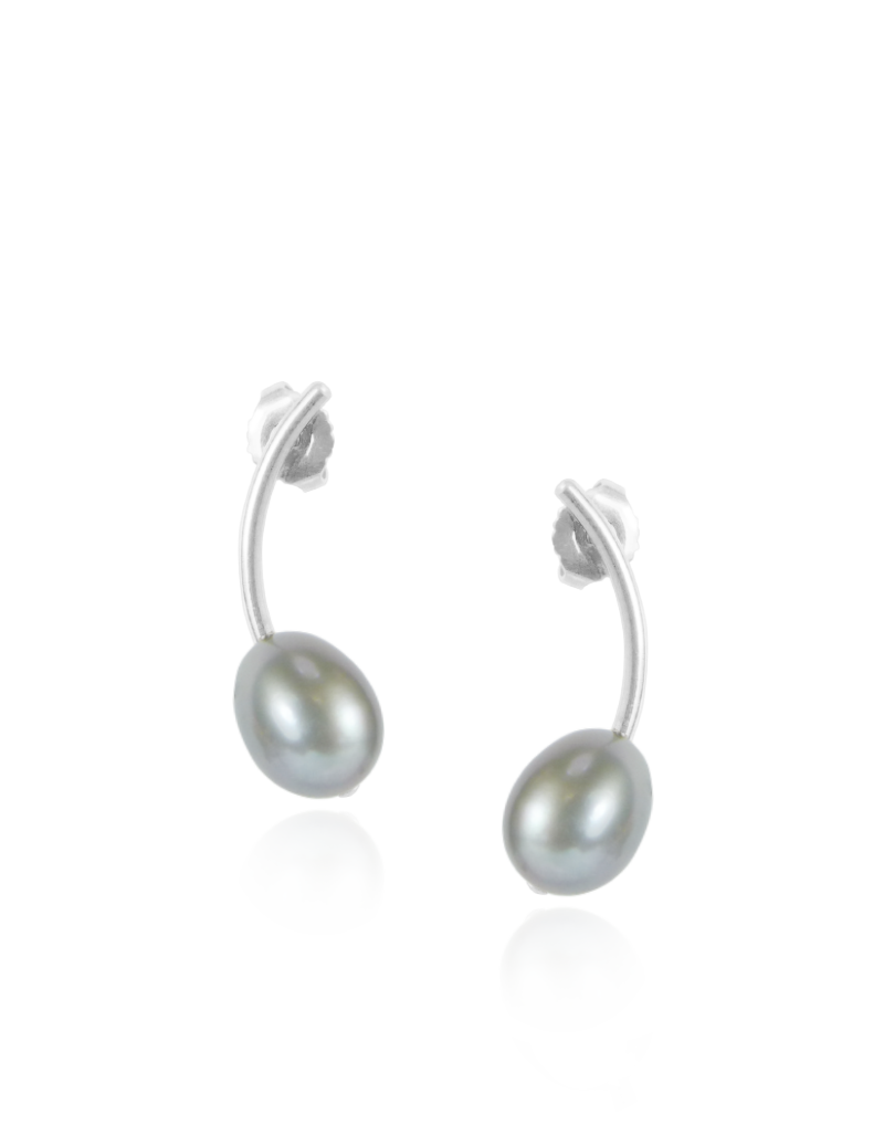 Pearl Curved Stud Earrings