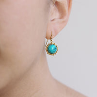 Textured Turquoise Fish Hook Earrings