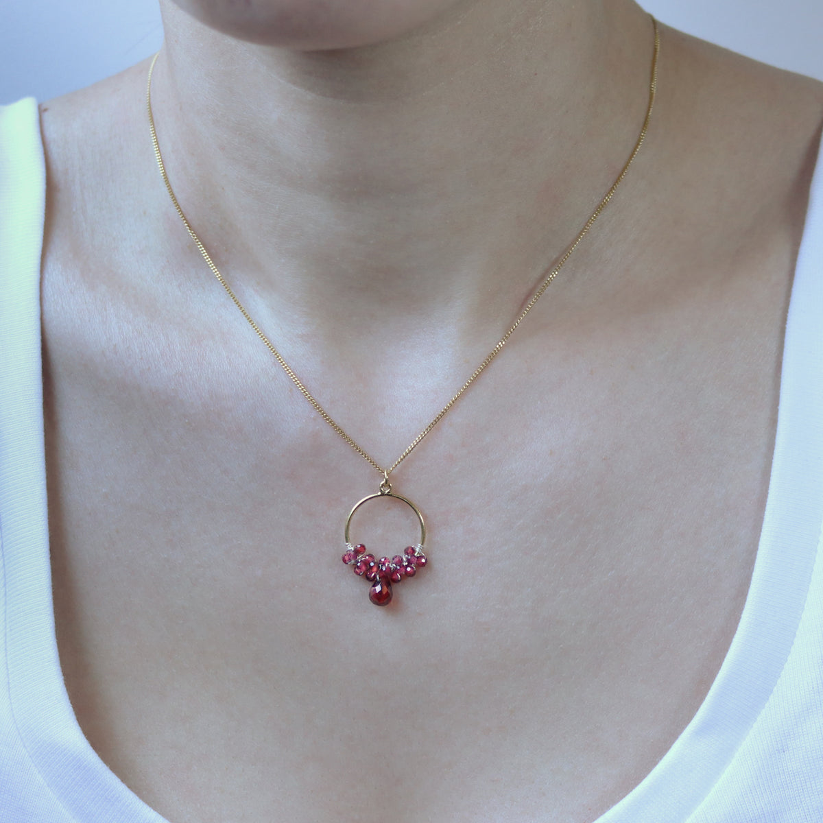 Garnet Hoop Pendant