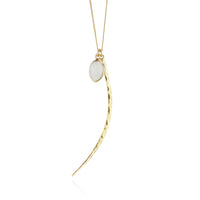 White Chalcedony & Hammered Curve Pendant